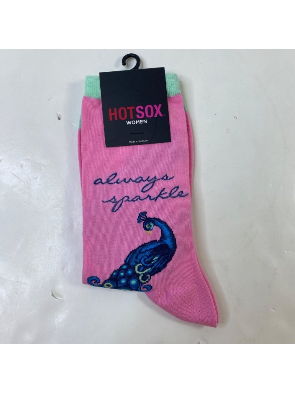 Hot Sox Womens Set 1 Socks "Always Sparkle" Pink Blue Peacock Print